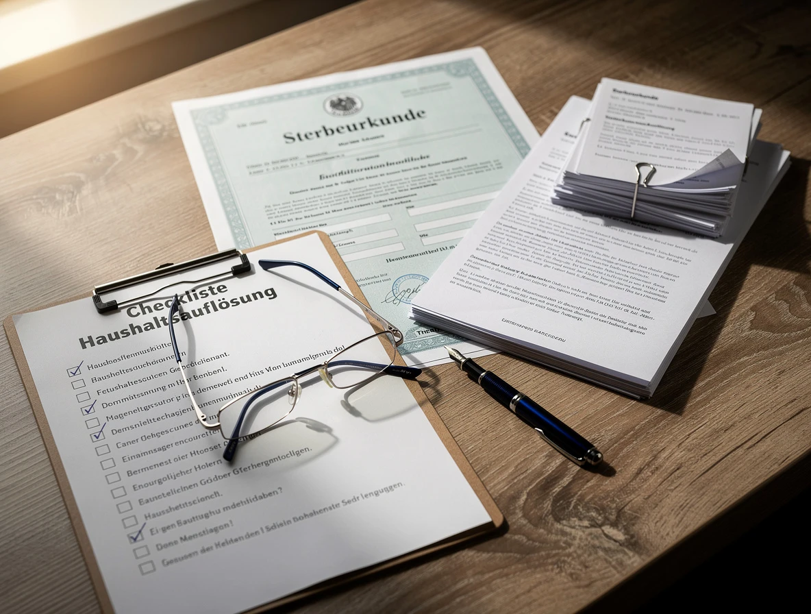 Wichtige Dokumente für die Haushaltsauflösung: Sterbeurkunde, Checkliste und Schlüssel
