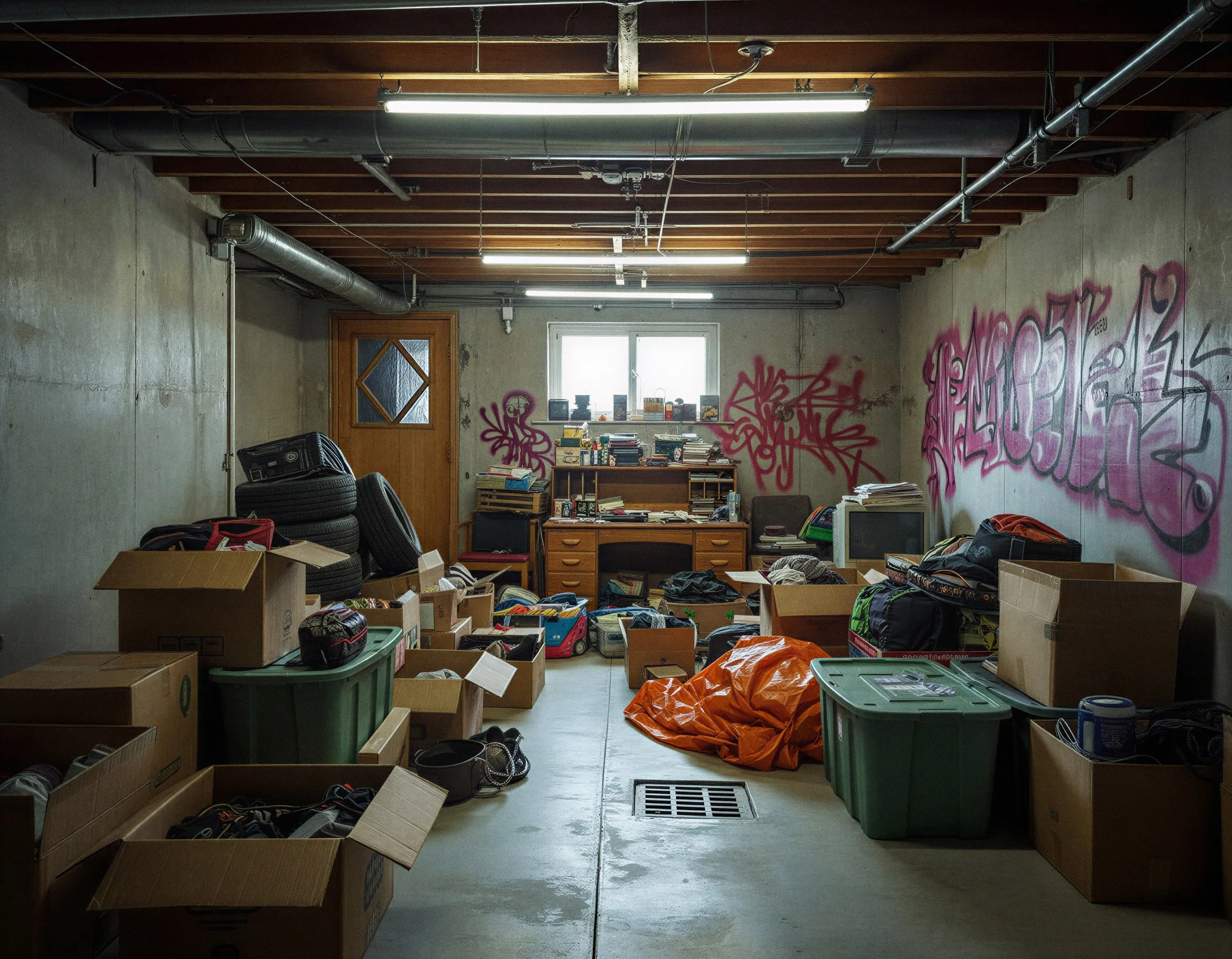 Keller Singen vorher - vollgestellt mit Möbeln vor Entrümpelung