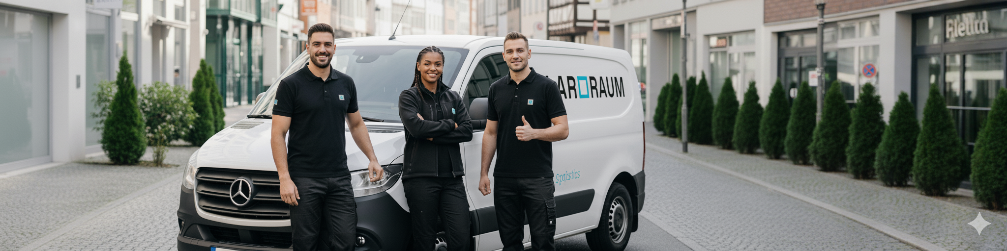 KLAR.Raum Team Bodensee vor Mercedes Sprinter - Transparente Preiskalkulation Besenreine Übergabe 100km gratis Anfahrt